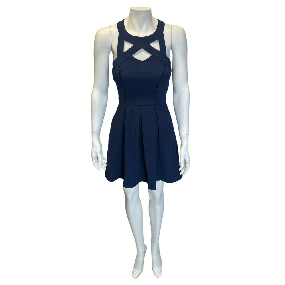 Speechless Navy Blue Dress New w/Tags $58 Small Short Fitted Classic Knee Length